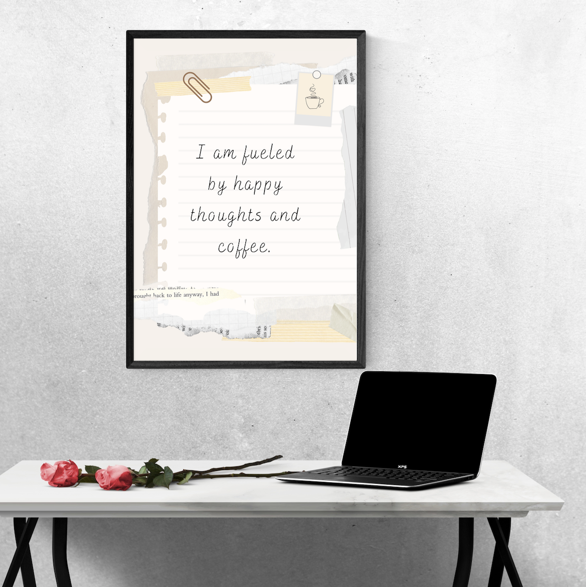 Fueled By Happy Thoughts And Coffee Poster