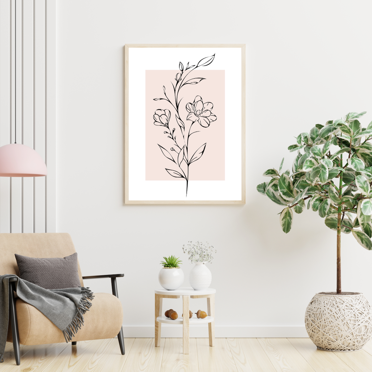 Line Art Flower Poster